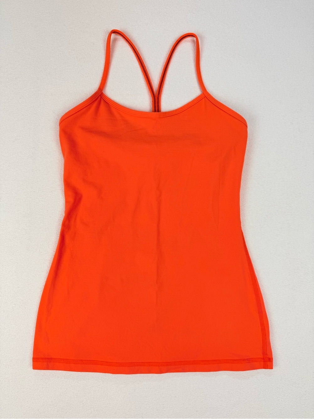 Lululemon Power Y Tank Top Size 6 Racerback Orange Built-In Bra Yoga Athletic